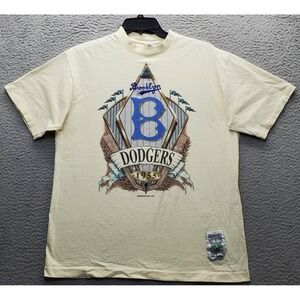 Vtg MLB Brooklyn Dodgers Baseball Starter T-Shirt Mens M Yellow Single Stitch